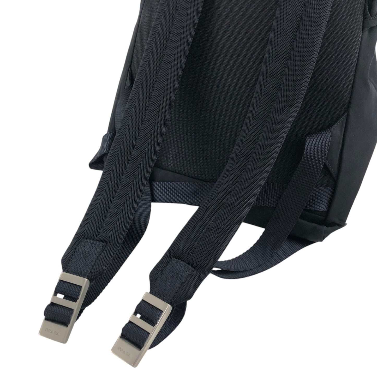 PRADA Tessuto Triangle Logo Front Buckle Backpack Black Vintage 2mkph6