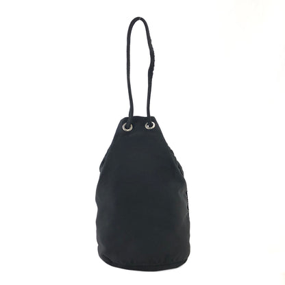 PRADA Triangle Logo Nylon Drawstring Smallbag Handbag Black Vintage imrxv2
