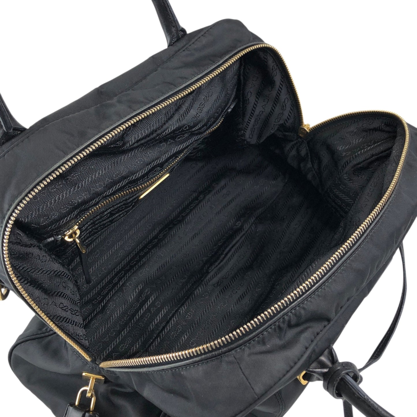 PRADA Tessuto Triangle Logo Padlock Two-way Small Boston bag Shoulder bag Black Vintage ha37gm