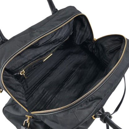 PRADA Tessuto Triangle Logo Padlock Two-way Small Boston bag Shoulder bag Black Vintage ha37gm