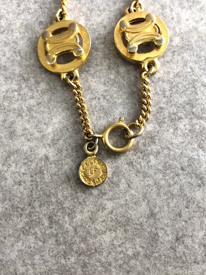 CELINE Blason Bracelet Gold Vintage 8k22jh