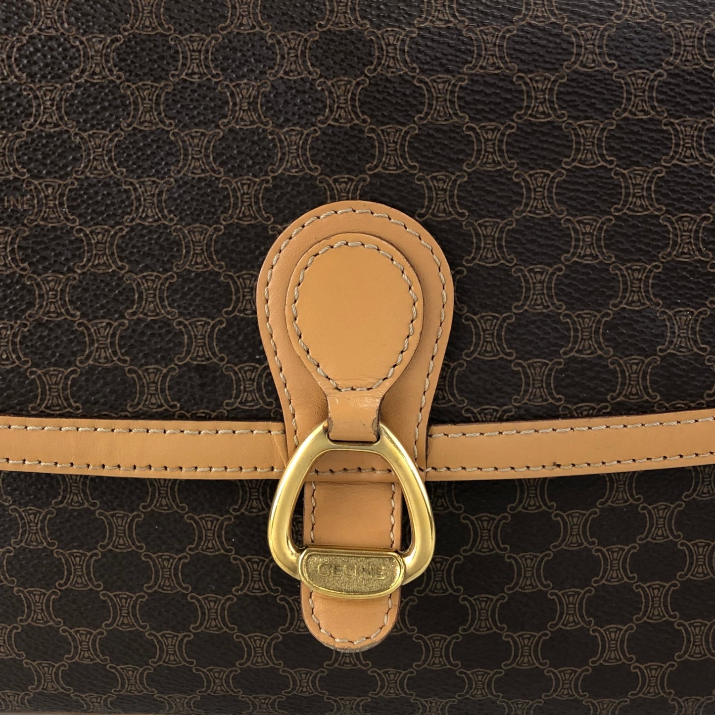 CELINE Macadam Horse Bit Shoulder bag Brown Vintage jdj37k