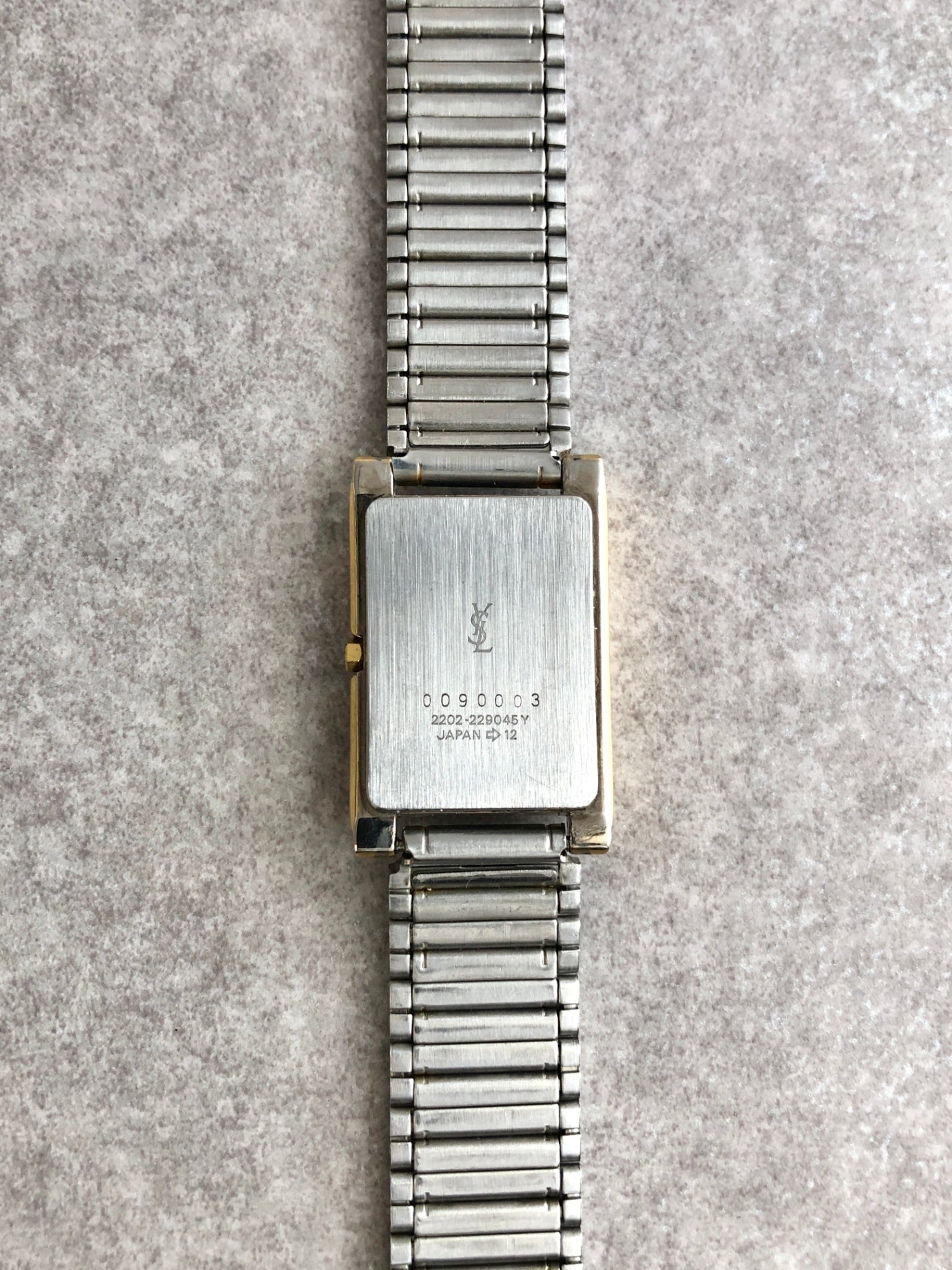 Yves Saint Laurent YSL Logo Quartz Watch Silver Vintage ccijzb