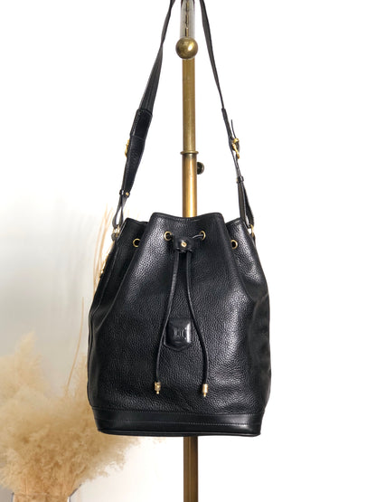 CELINE Blason Drawstring Shoulder bag Black Vintage 6uw6d7