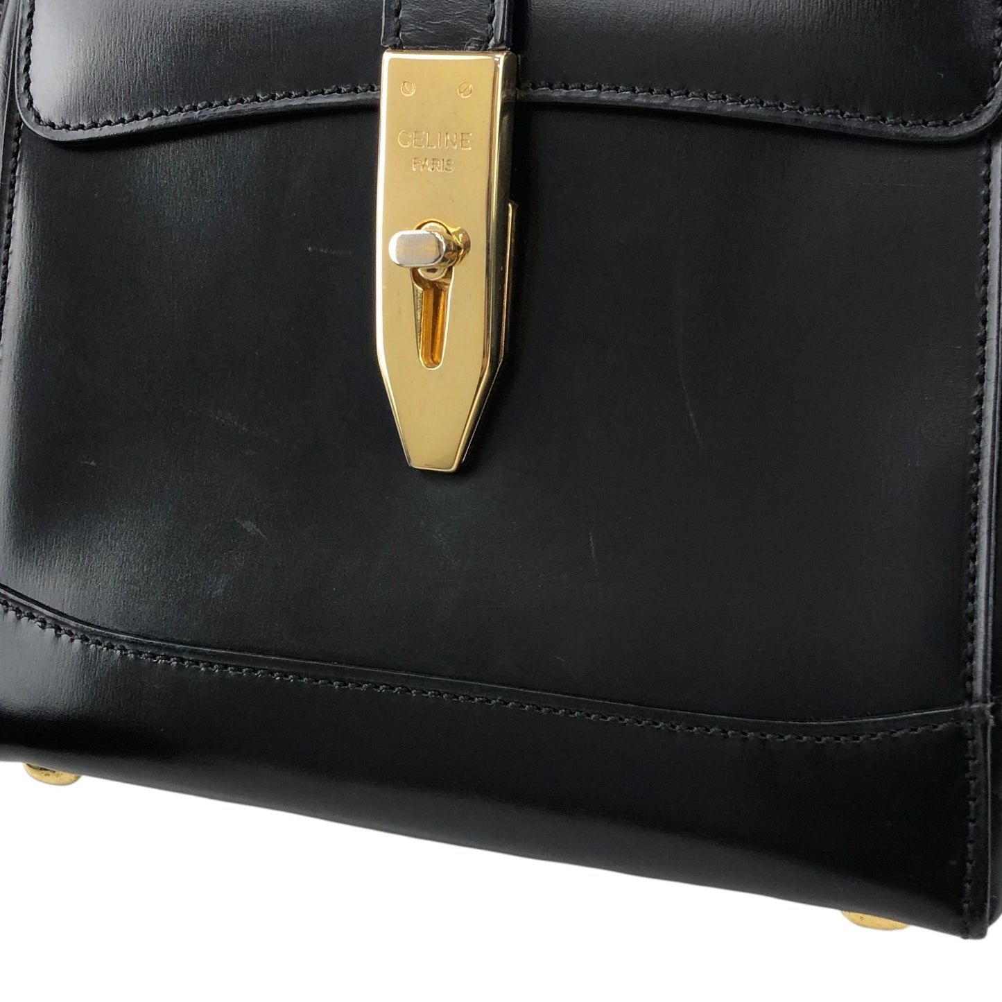 CELINE Turn Lock Small Shoulder bag Black Vintage gn73rb