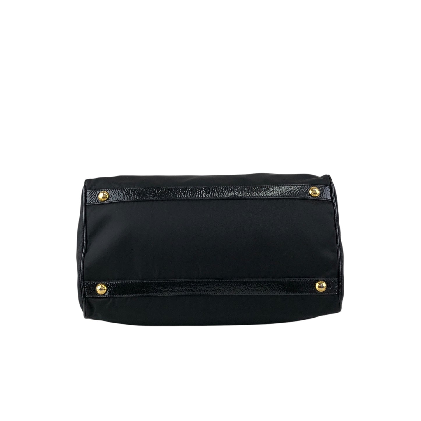 PRADA Logo Handbag Boston bag Black Vintage czrvv6