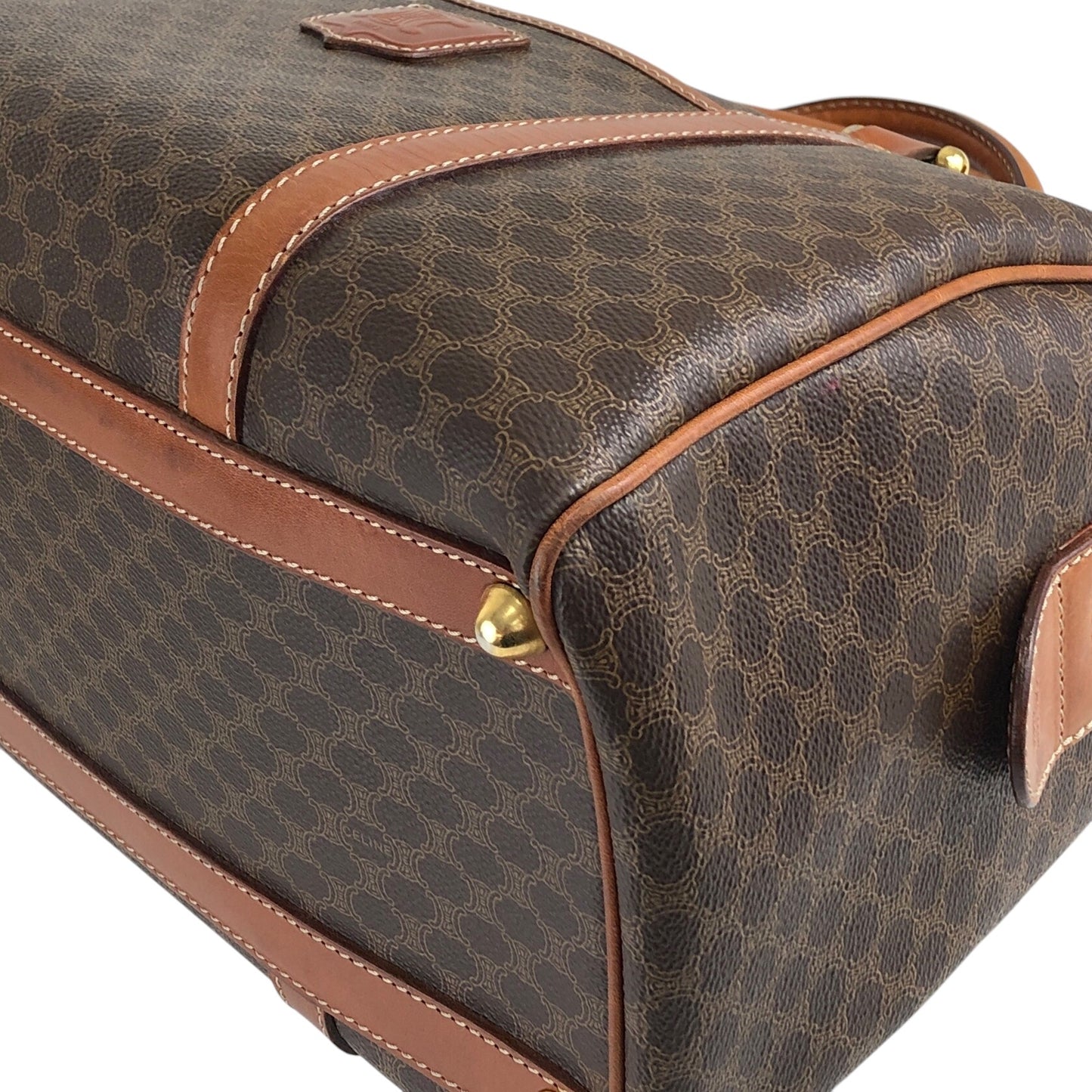 CELINE Macadam Blason Handbag Boston bag Brown Vintage hkkxdj
