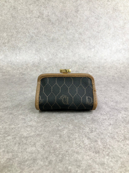 Christian Dior Honeycomb Pattern Clasp Coin Purse Brown Vintage ckz5ac