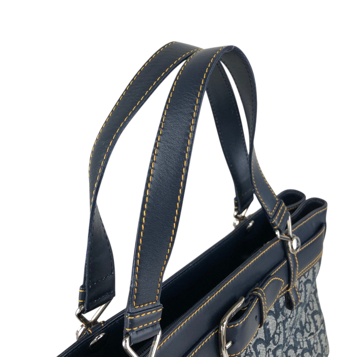 Christian Dior Trotter Front Buckle Handbag Navy Vintage nk2ius