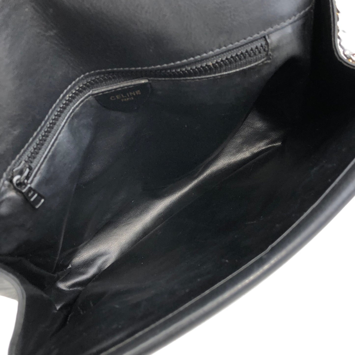 CELINE Triomphe Chain Shoulder bag Black Vintage 6v5znn