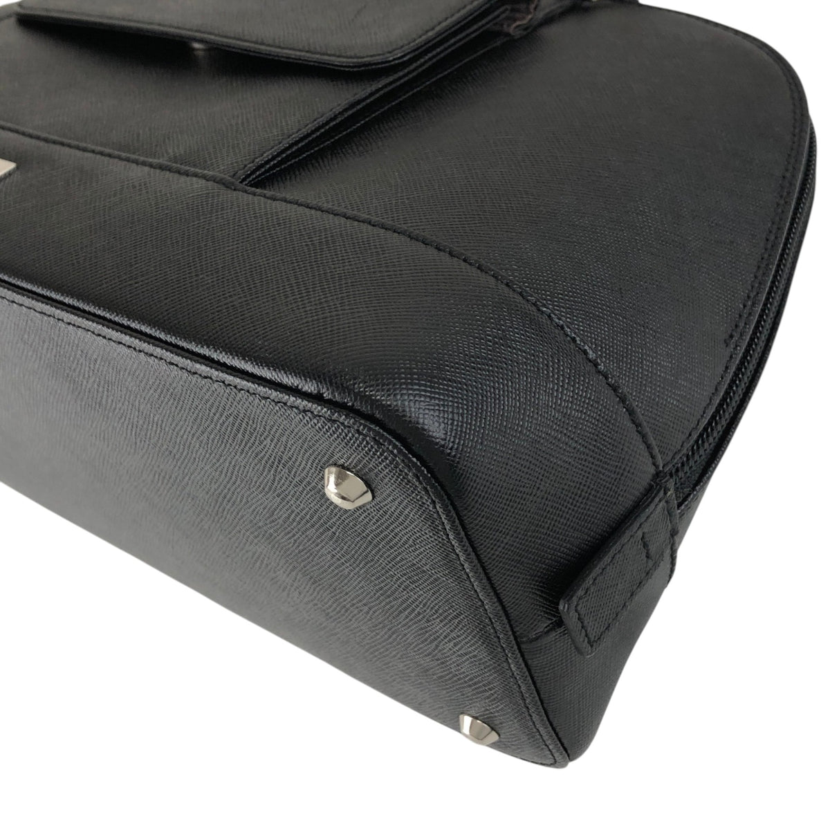 BURBERRY Logo Front Pocket Handbag Black Vintage rvwki4