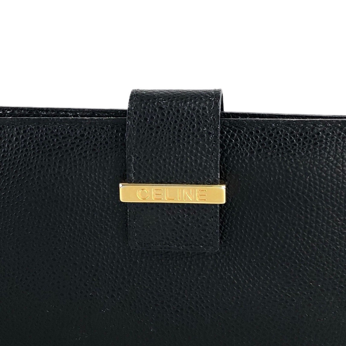 CELINE Logo Long Wallet Black Vintage krbgfp