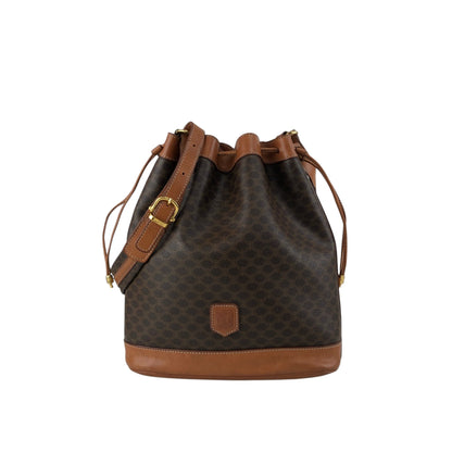 CELINE Macadam Blason Drawstring Shoulder bag Brown Vintage ywg4rj