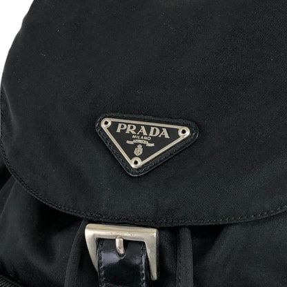 PRADA Triangle Logo Front Buckle Backpack Black Vintage i6pdhi