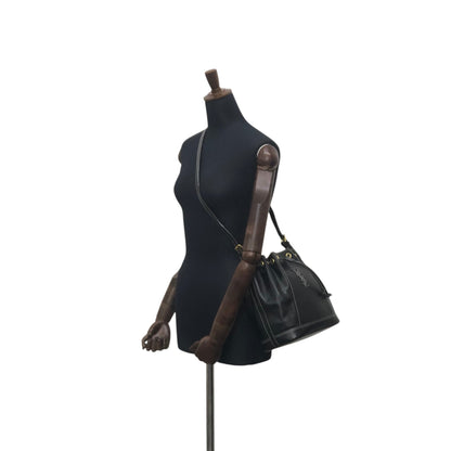 Yves Saint Laurent YSL Logo Stitch Drawstring Shoulder bag Black Vintage 2my7rj