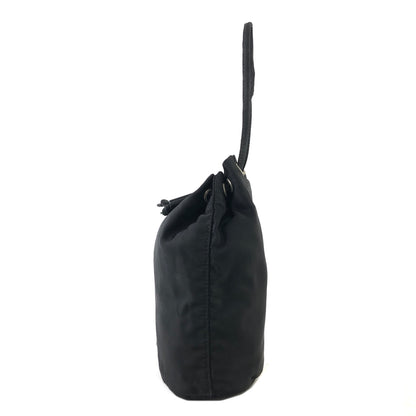 PRADA Triangle Logo Nylon Drawstring Smallbag Handbag Black Vintage imrxv2
