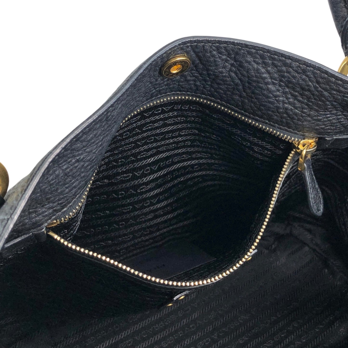 PRADA Logo Two-way Handbag Shoulder bag Black Vintage yhj7uy