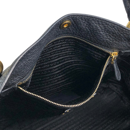 PRADA Logo Two-way Handbag Shoulder bag Black Vintage yhj7uy