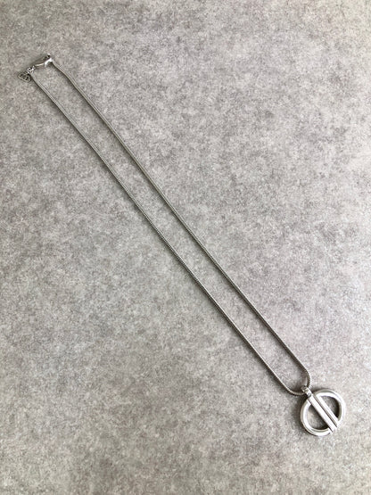 Christian Dior CD Logo Motif Necklace Silver Vintage 75c7y2