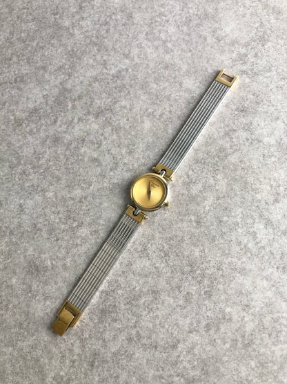 Christian Dior Logo Quartz Watch Silver×Gold 3025 Vintage h2x5fz