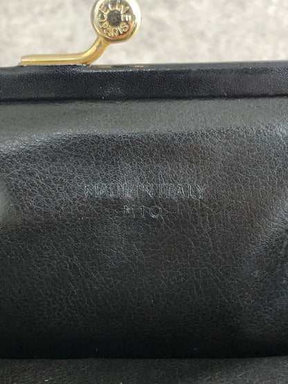 CELINE Logo Metal Clasp Coin Purse Black Vintage z4abfu