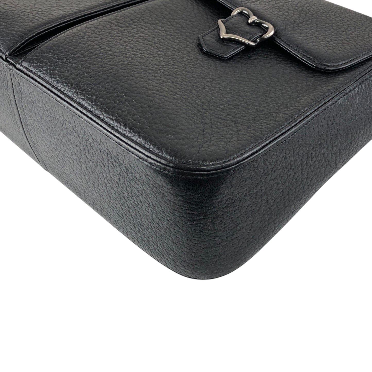 Yves Saint Laurent Logo Buckle Shoulder bag Black Vintage geb2iw