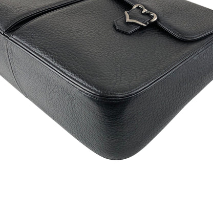 Yves Saint Laurent Logo Buckle Shoulder bag Black Vintage geb2iw