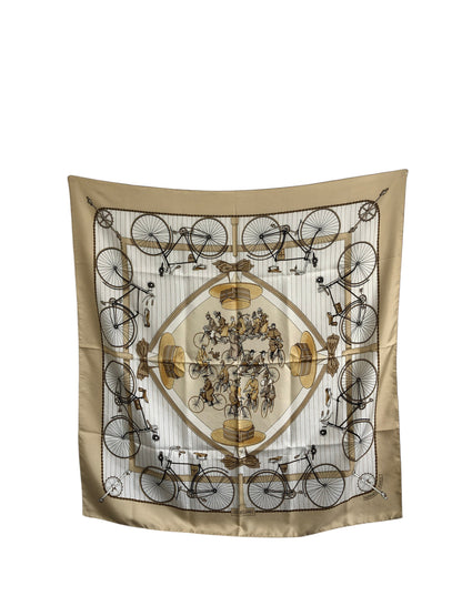 HERMES SILK Scarf BeigeLES BECANES Vintage uk5cne