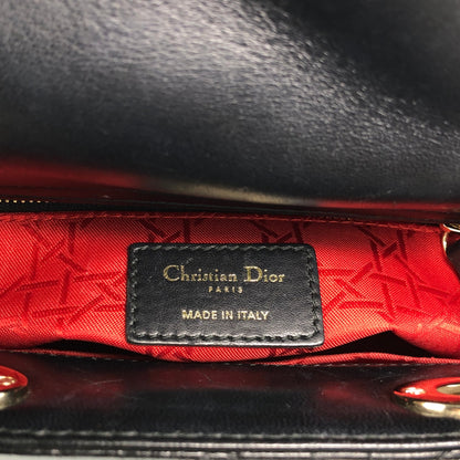 Christian Dior Lady Dior Cannage Logo Charm Handbag Black Vintage 885e65