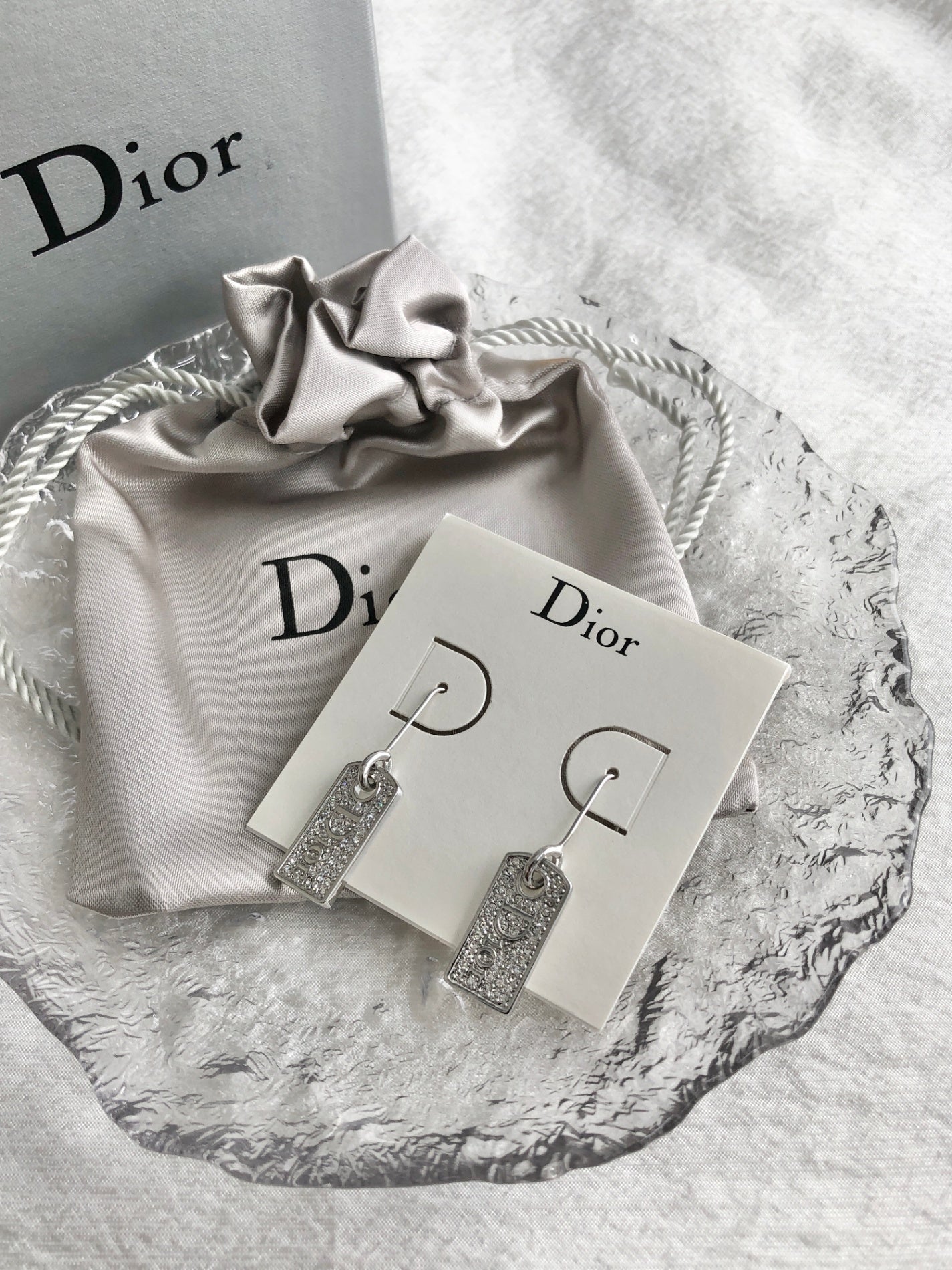 Christian Dior Logo Motif Stone Pierced Silver Vintage xzjvy6