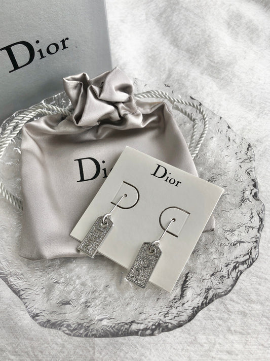 Christian Dior Logo Motif Stone Pierced Silver Vintage xzjvy6