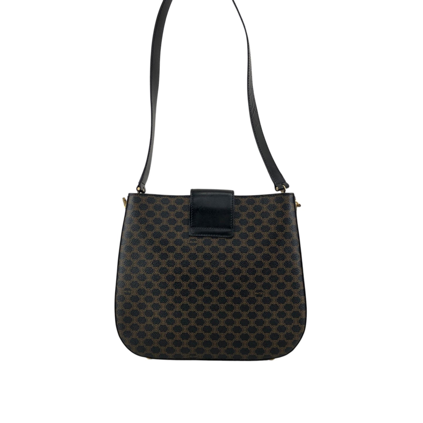 CELINE Macadam Toggle Clasp Shoulder bag Black Vintage fphffk