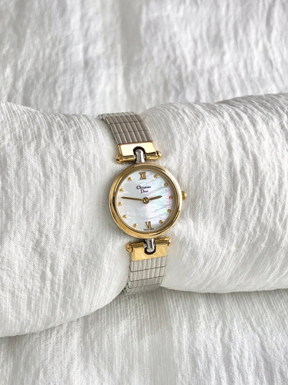 Christian Dior Quartz Watch Silver×Gold 3025 Vintage 7bawiw