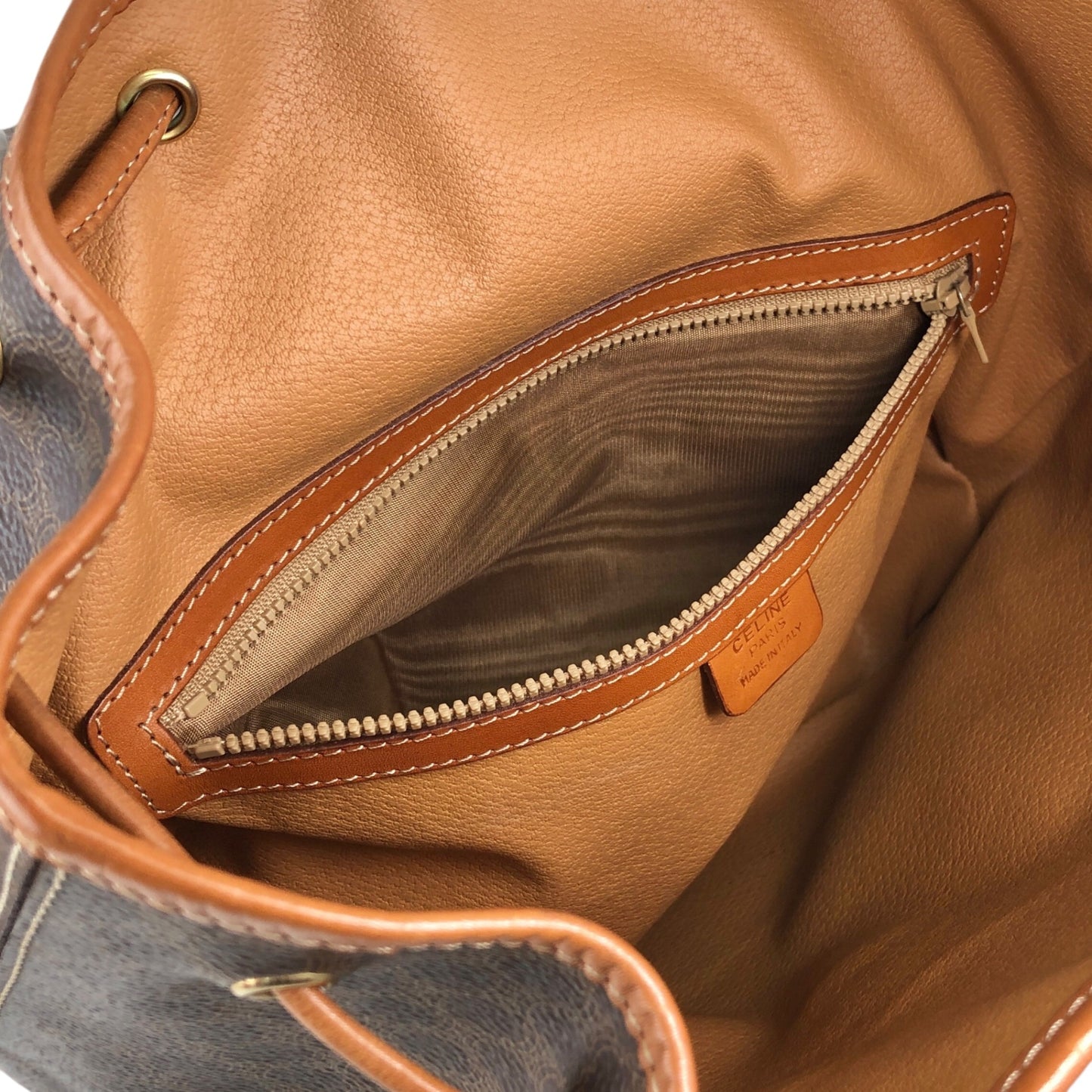 CELINE Macadam Front Buckle Backpack Brown Vintage 22b6rx