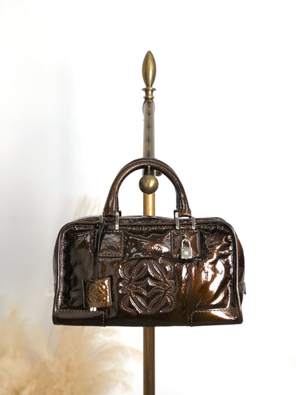 LOEWE Amazona28 Anagram Handbag Brown Vintage j8tjia