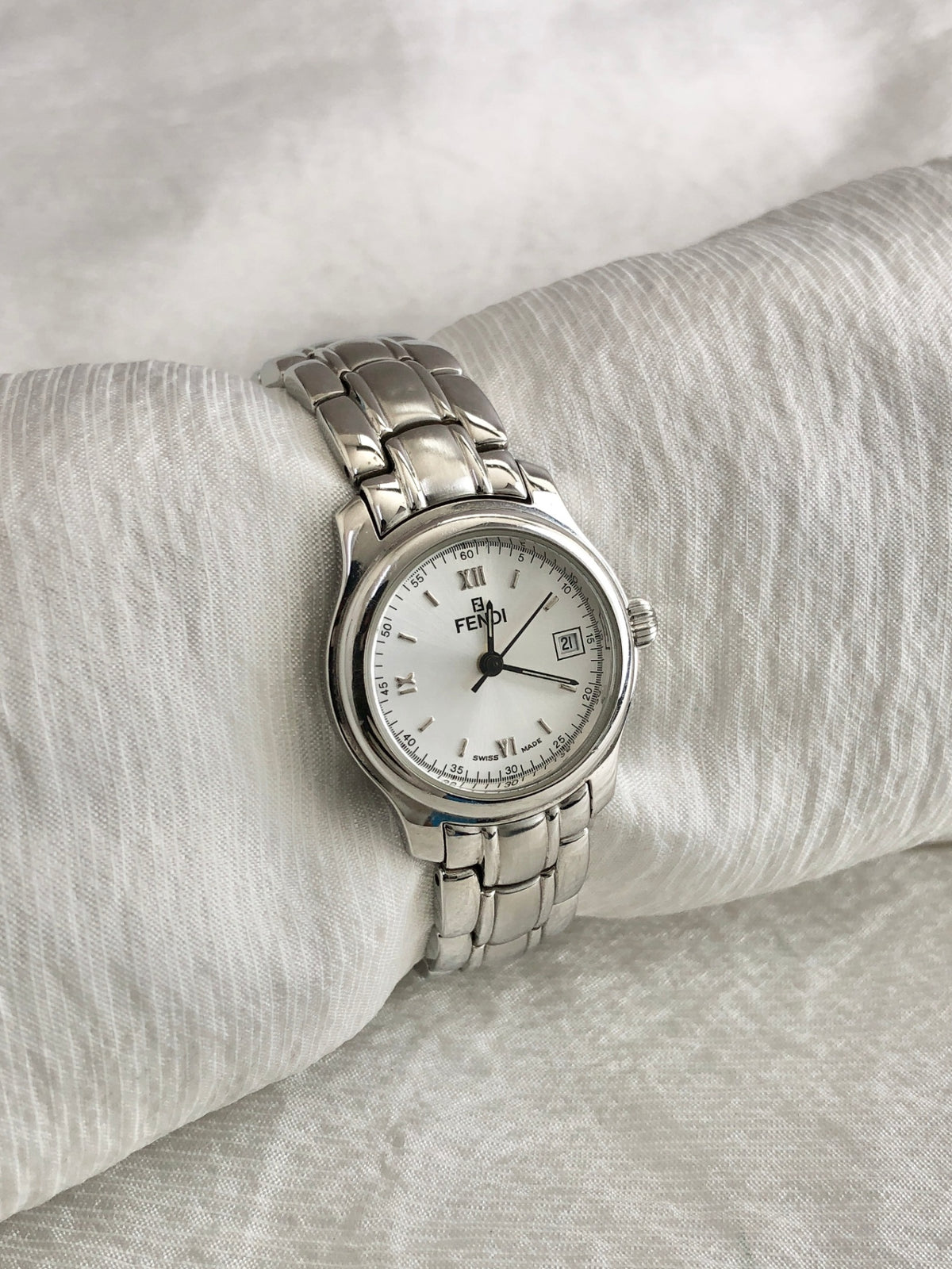 FENDI Quartz Watch Silver 210L Vintage 7n3fw5