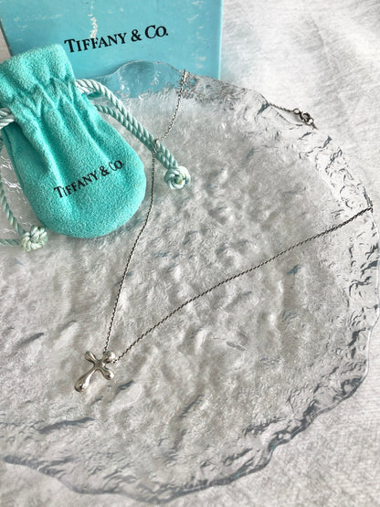 Tiffany & Co. SILVER925 Cross Necklace Silver Vintage 2x6dcs