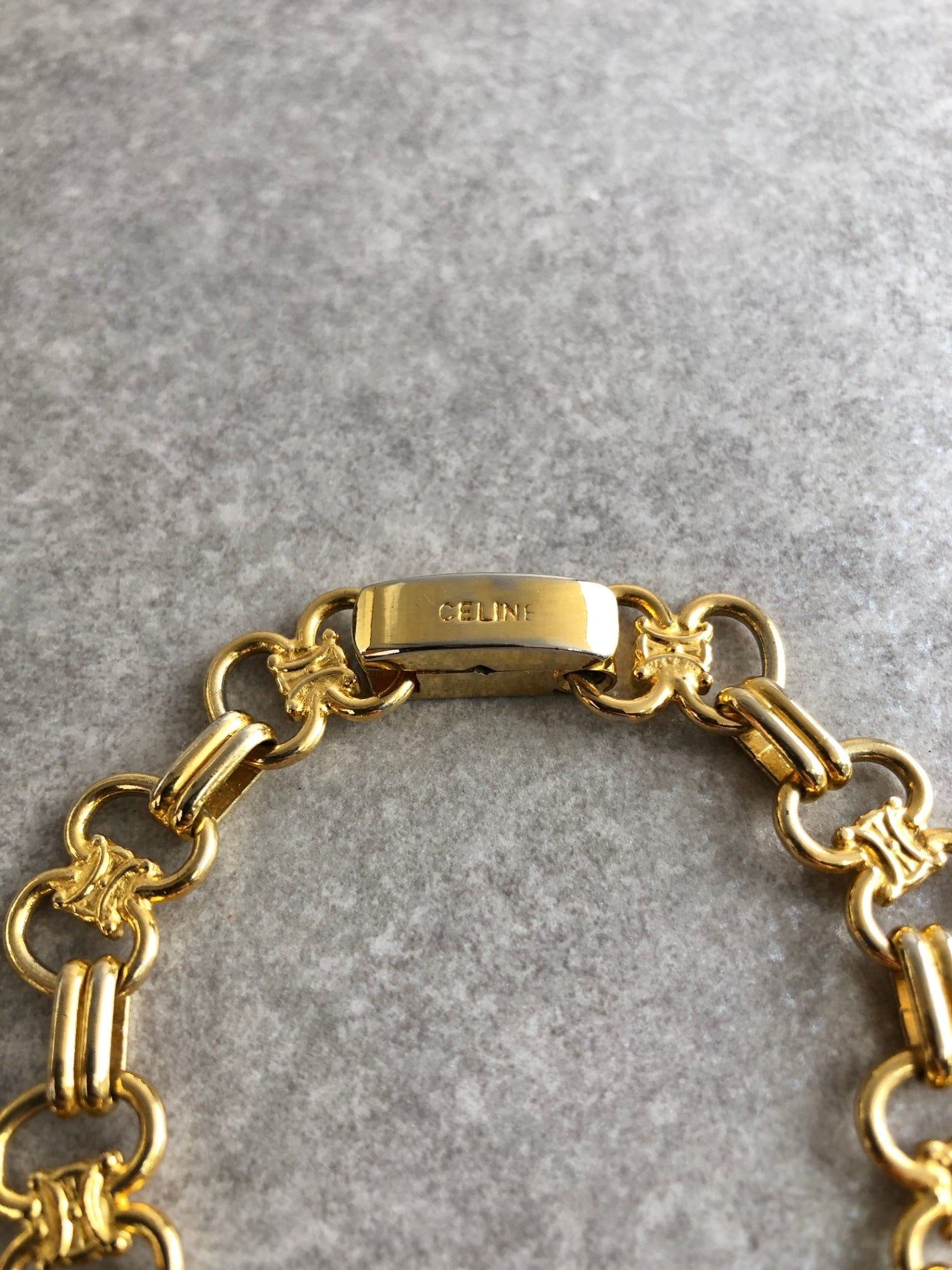 CELINE Triomphe Horse Bit Bracelet Gold Vintage dmhpj8
