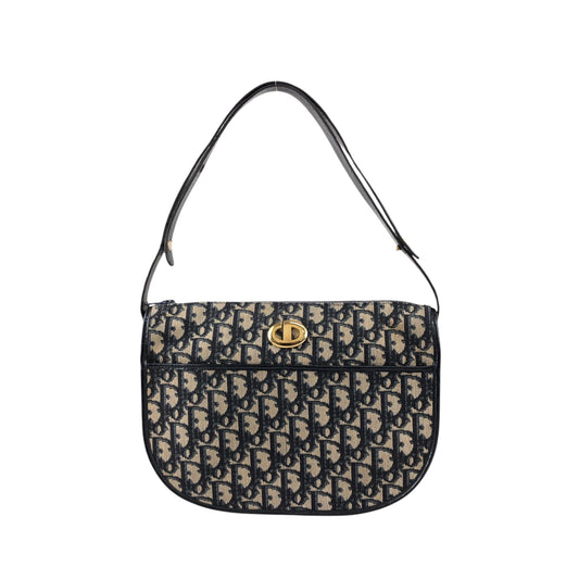 Christian Dior Trotter CD Logo Round Shoulder bag Navy Vintage pca7bv