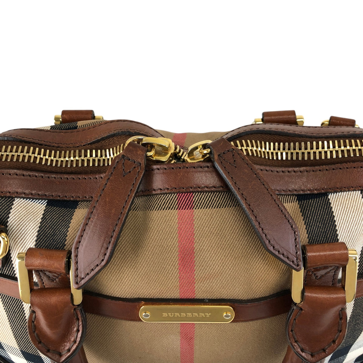 BURBERRY Check Two-way Handbag Shoulder bag Brown Vintage xuyjae