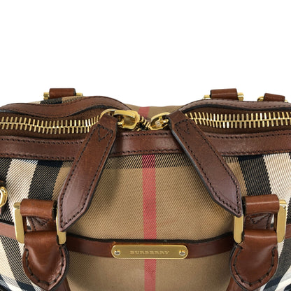 BURBERRY Check Two-way Handbag Shoulder bag Brown Vintage xuyjae