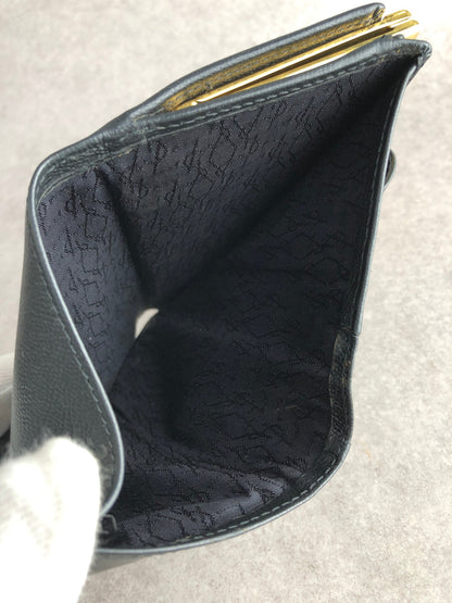 Yves Saint Laurent YSL Logo Folded Wallet Black Vintage 8mt2m4