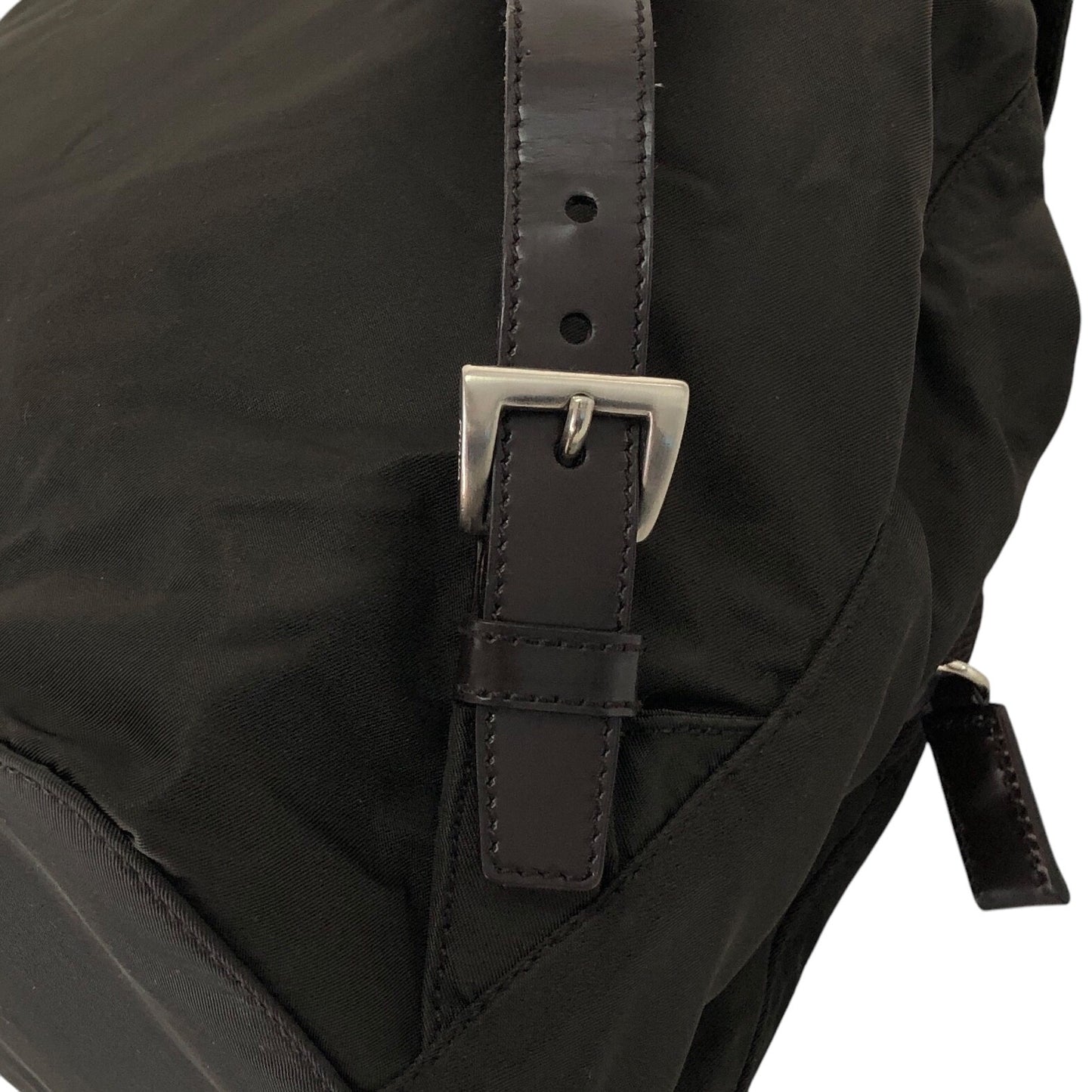 PRADA Triangle Logo Double Pocket Backpack Brown Vintage 65znig