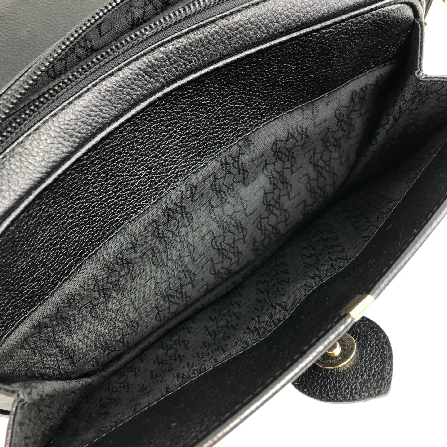 Yves Saint Laurent YSL Logo  Leather Shoulder bag Black Vintage  ybg7gd