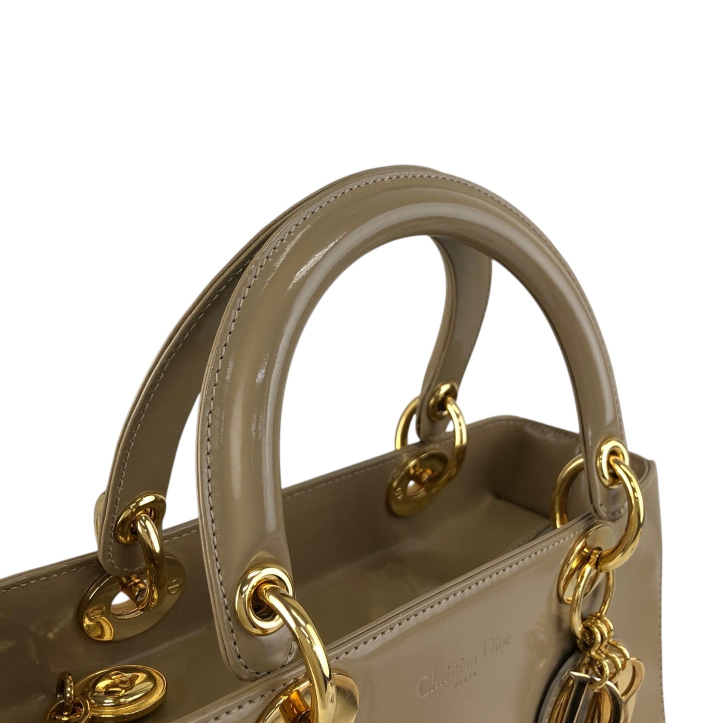 Christian Dior Lady Dior Logo Charm Two-way Handbag Shoulder bag Beige Vintage yj55s3