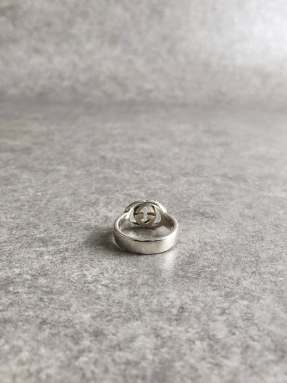 GUCCI GG Motif Ring Silver 925 Vintage pinf3y