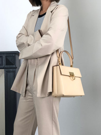 Salvatore Ferragamo Gancini Two-way Handbag Shoulder bag Beige Vintage khdcf6