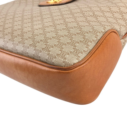 CELINE Macadam Blason Turn Lock Shoulder bag Hobobag Beige Vintage jniidp