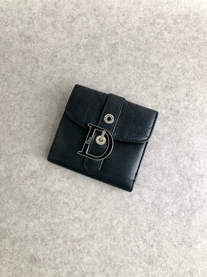 Christian Dior Cannage Trifold Wallet Black Vintage zc78ki