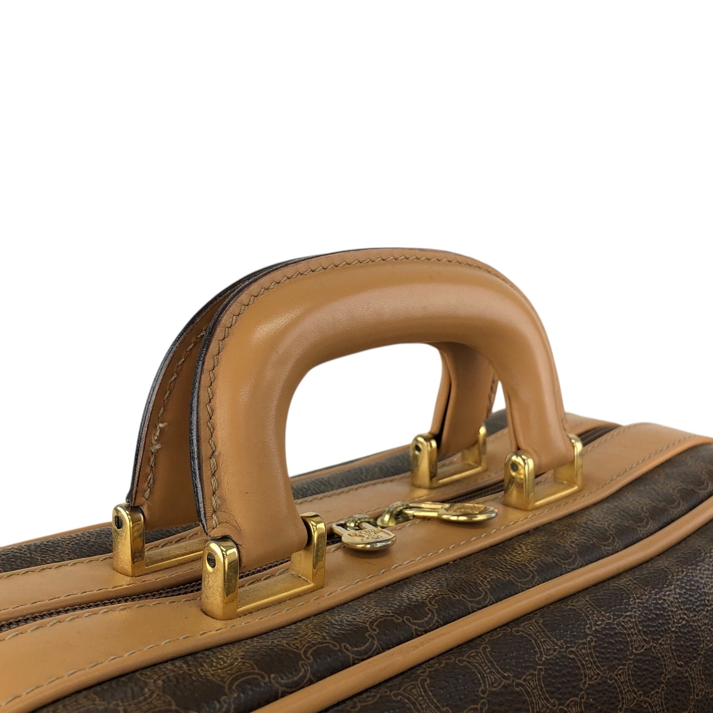 CELINE Macadam Blason Two-way Handbag Shoulder bag Brown Vintage kawj4u